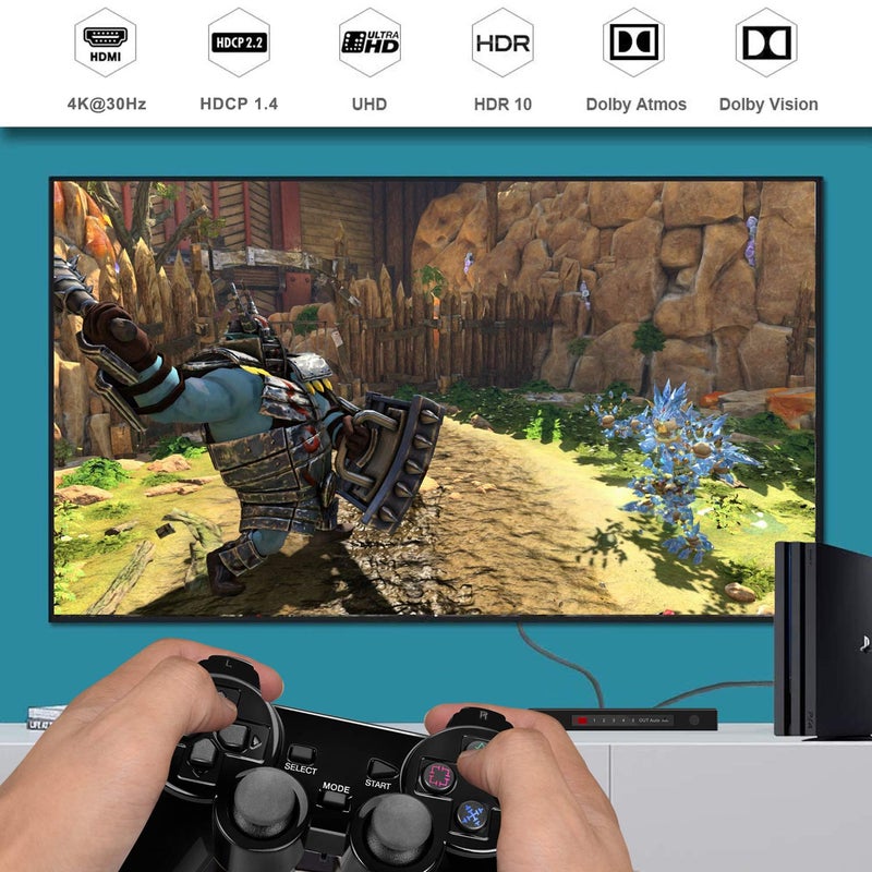 LVY HDMI Switch, 5 in-1 Out HDMI Selector Box with IR Remote Control Support 4k * 2k Ultra HD and 3D with IR Remote HDCP 1.4 for Xbox, PS4/PS5, Fire Stick, Roku, Apple TV, Blu-ray Player etc. - Image 5